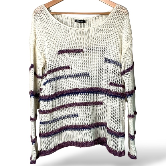 FRANCO D Wool Mohair Acrylic Blend Open Knit Long Sleeve Sweater US Sz L - Picture 1 of 9